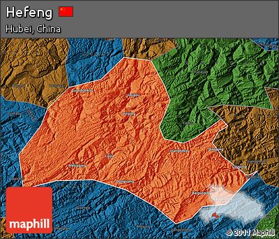 Political Map of Hefeng, darken