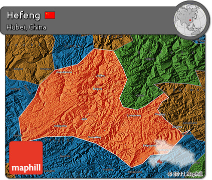 Political Map of Hefeng, darken