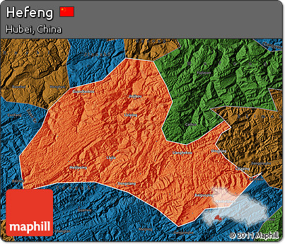 Political Map of Hefeng, darken