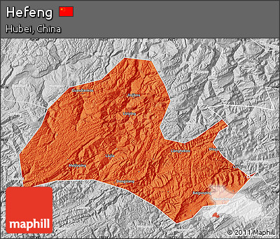 Political Map of Hefeng, lighten, desaturated