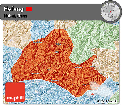 Political Map of Hefeng, lighten