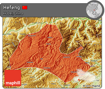 Political Map of Hefeng, physical outside