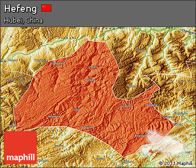 Political Map of Hefeng, physical outside