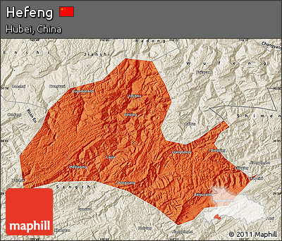 Political Map of Hefeng, shaded relief outside
