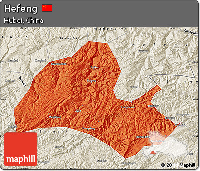 Political Map of Hefeng, shaded relief outside