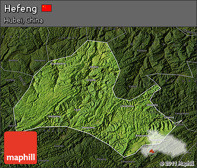 Satellite Map of Hefeng, darken