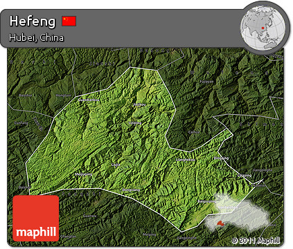 Satellite Map of Hefeng, darken