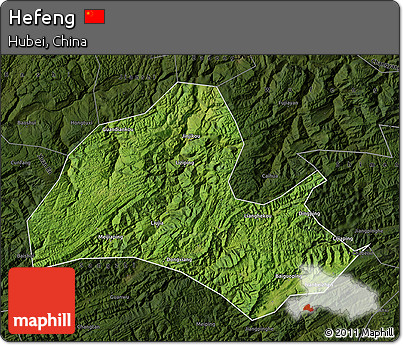 Satellite Map of Hefeng, darken