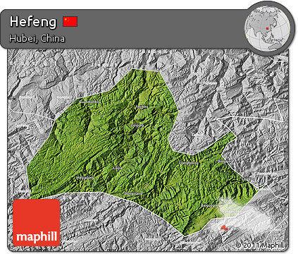 Satellite Map of Hefeng, lighten, desaturated
