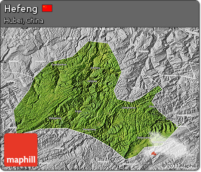 Satellite Map of Hefeng, lighten, desaturated
