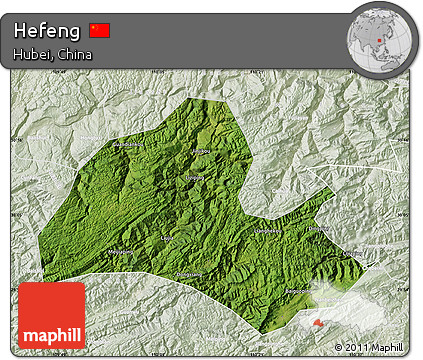 Satellite Map of Hefeng, lighten