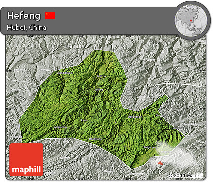 Satellite Map of Hefeng, lighten, semi-desaturated