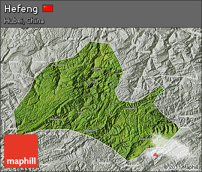 Satellite Map of Hefeng, lighten, semi-desaturated