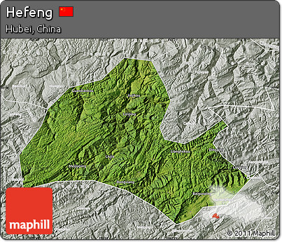 Satellite Map of Hefeng, lighten, semi-desaturated