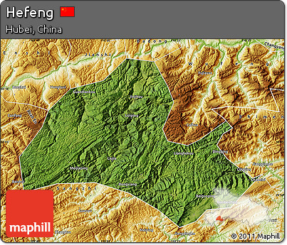 Satellite Map of Hefeng, physical outside