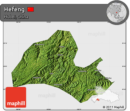 Satellite Map of Hefeng, single color outside