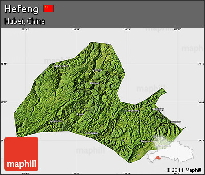 Satellite Map of Hefeng, single color outside