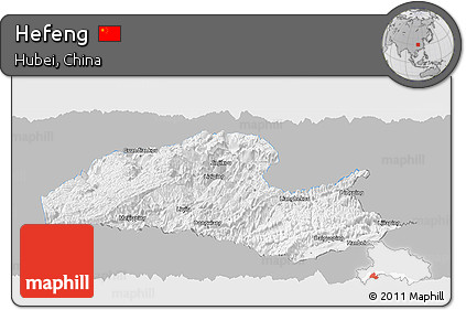 Gray Panoramic Map of Hefeng, single color outside