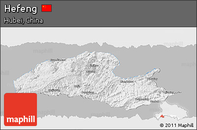 Gray Panoramic Map of Hefeng, single color outside