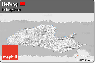 Gray Panoramic Map of Hefeng, single color outside