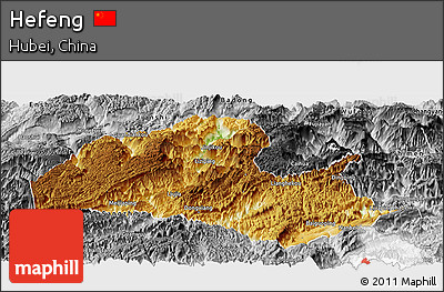 Physical Panoramic Map of Hefeng, desaturated