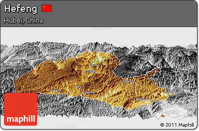 Physical Panoramic Map of Hefeng, desaturated