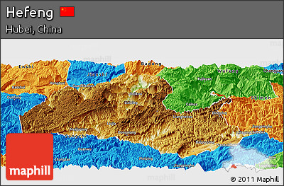 Physical Panoramic Map of Hefeng, political outside