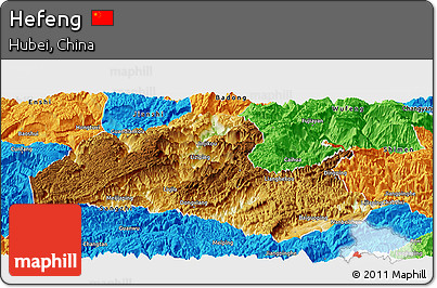 Physical Panoramic Map of Hefeng, political outside