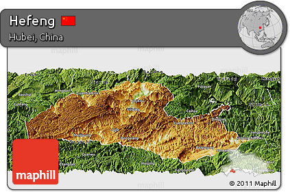 Physical Panoramic Map of Hefeng, satellite outside