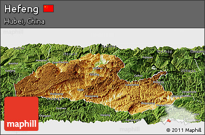 Physical Panoramic Map of Hefeng, satellite outside