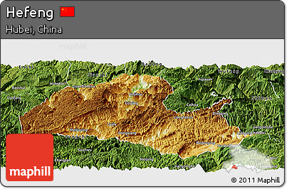 Physical Panoramic Map of Hefeng, satellite outside