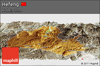 Physical Panoramic Map of Hefeng, semi-desaturated
