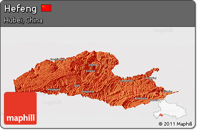 Political Panoramic Map of Hefeng, cropped outside