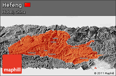 Political Panoramic Map of Hefeng, desaturated