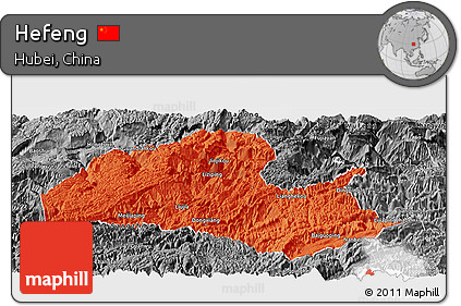 Political Panoramic Map of Hefeng, desaturated