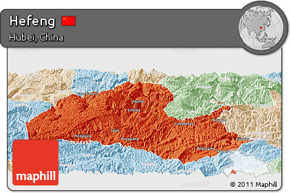 Political Panoramic Map of Hefeng, lighten