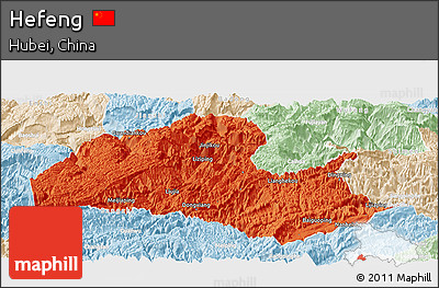 Political Panoramic Map of Hefeng, lighten