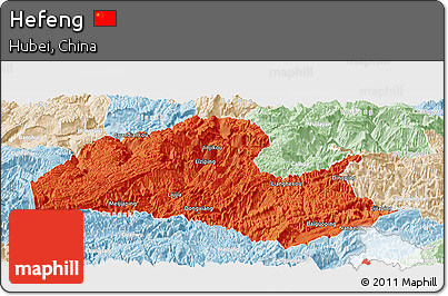 Political Panoramic Map of Hefeng, lighten