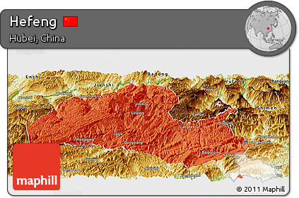 Political Panoramic Map of Hefeng, physical outside