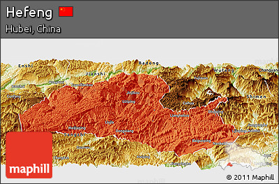 Political Panoramic Map of Hefeng, physical outside
