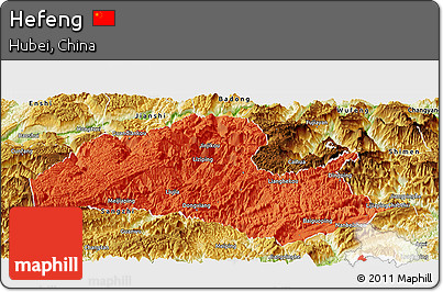 Political Panoramic Map of Hefeng, physical outside