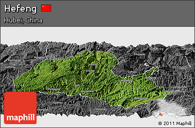 Satellite Panoramic Map of Hefeng, desaturated