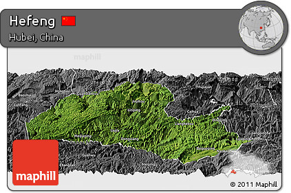 Satellite Panoramic Map of Hefeng, desaturated