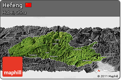 Satellite Panoramic Map of Hefeng, desaturated