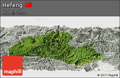 Satellite Panoramic Map of Hefeng, lighten, semi-desaturated