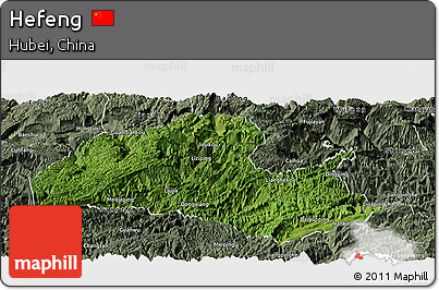 Satellite Panoramic Map of Hefeng, semi-desaturated