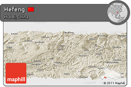 Shaded Relief Panoramic Map of Hefeng