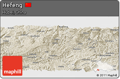 Shaded Relief Panoramic Map of Hefeng