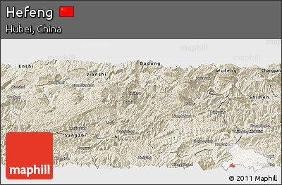 Shaded Relief Panoramic Map of Hefeng