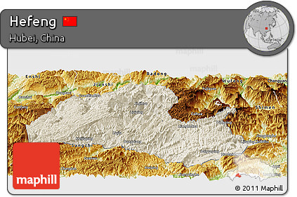 Shaded Relief Panoramic Map of Hefeng, physical outside